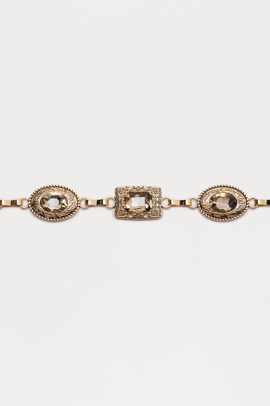 Precious Moment Rhinestone Chain Belt - Gold