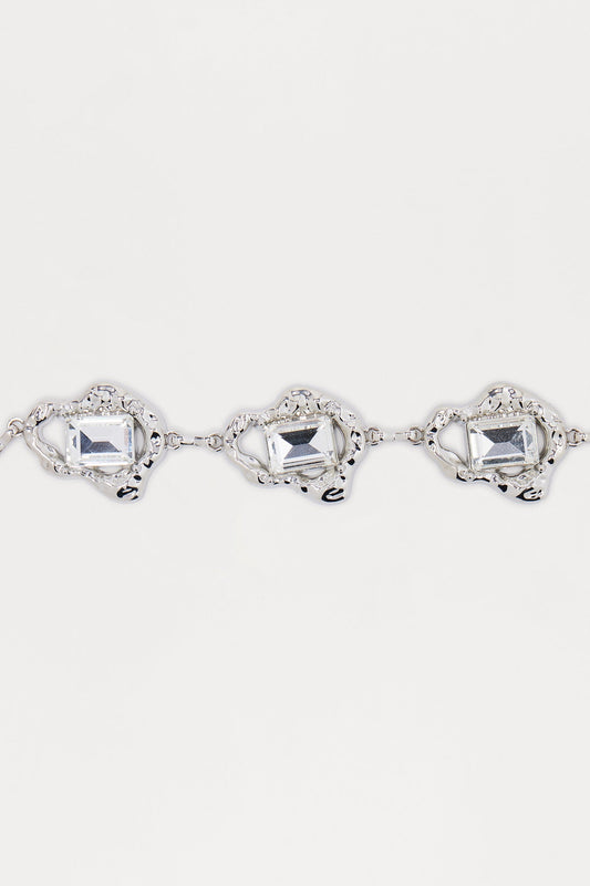 Diamond In The Rough Rhinestone Chain Belt - Silver