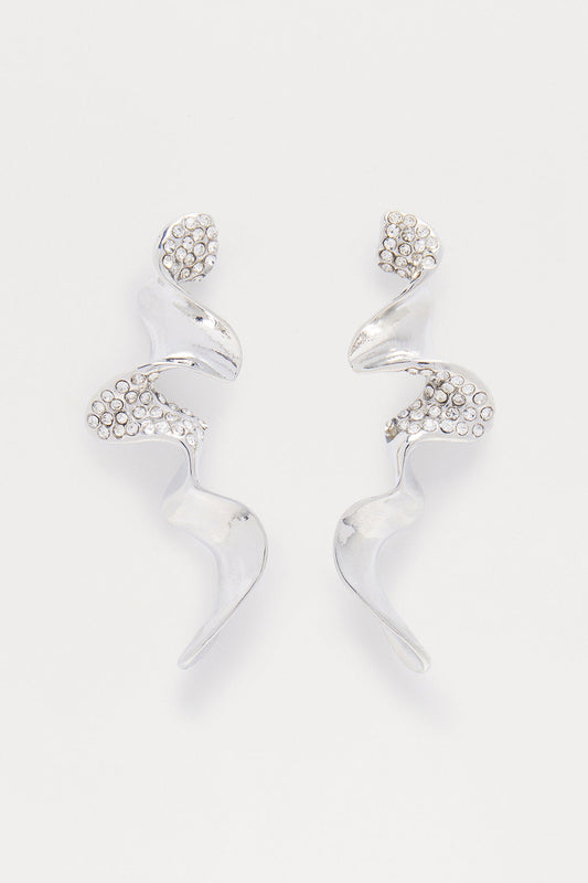 Dance With Me Abstract Earrings - Silver