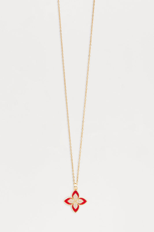 Petal Grace Necklace - Gold/Red