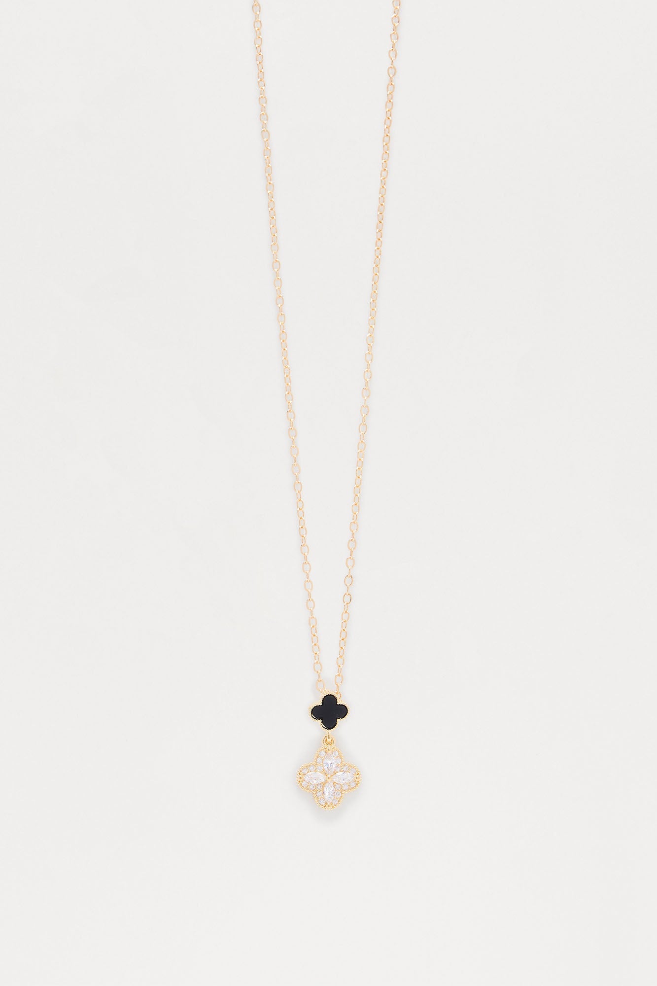 Favorite Clover Pendant Necklace - Gold/Black