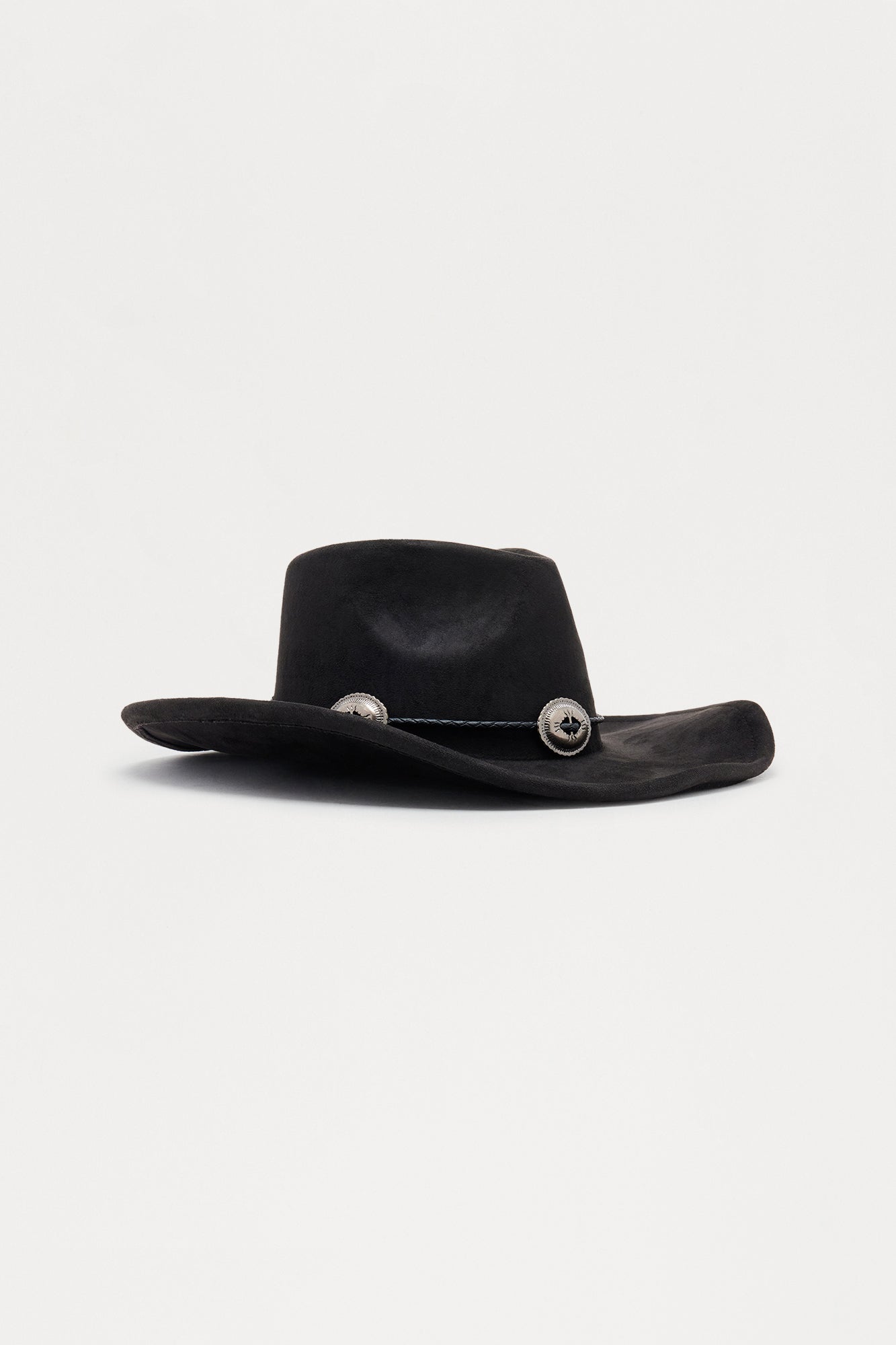 Western Star Faux Suede Cowboy Hat - Black