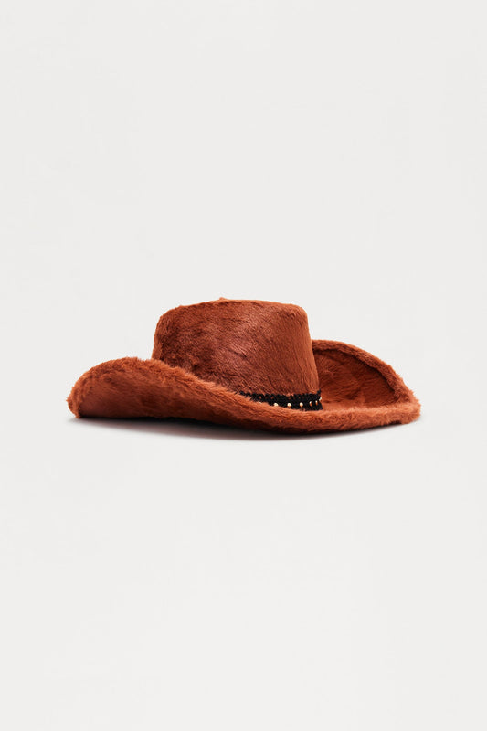 Outlaw Faux Fur Cowboy Hat - Brown