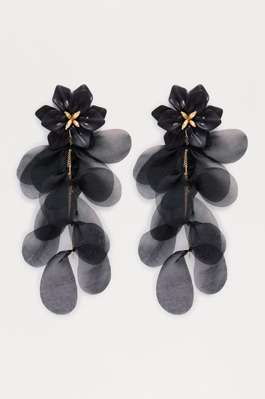 Drippin Rose Earrings - Black