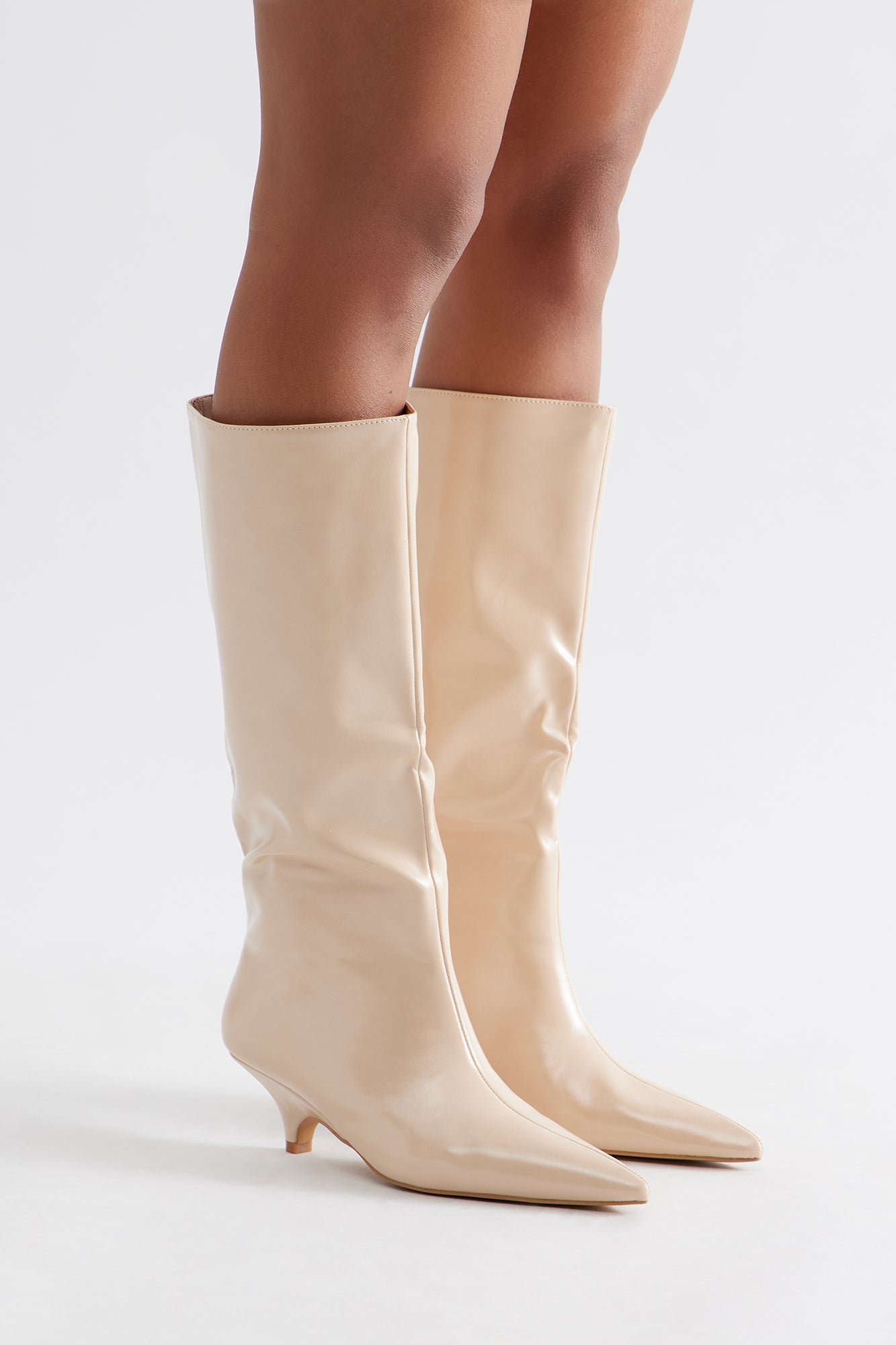 Crue Ruched Overlay Boots - Beige