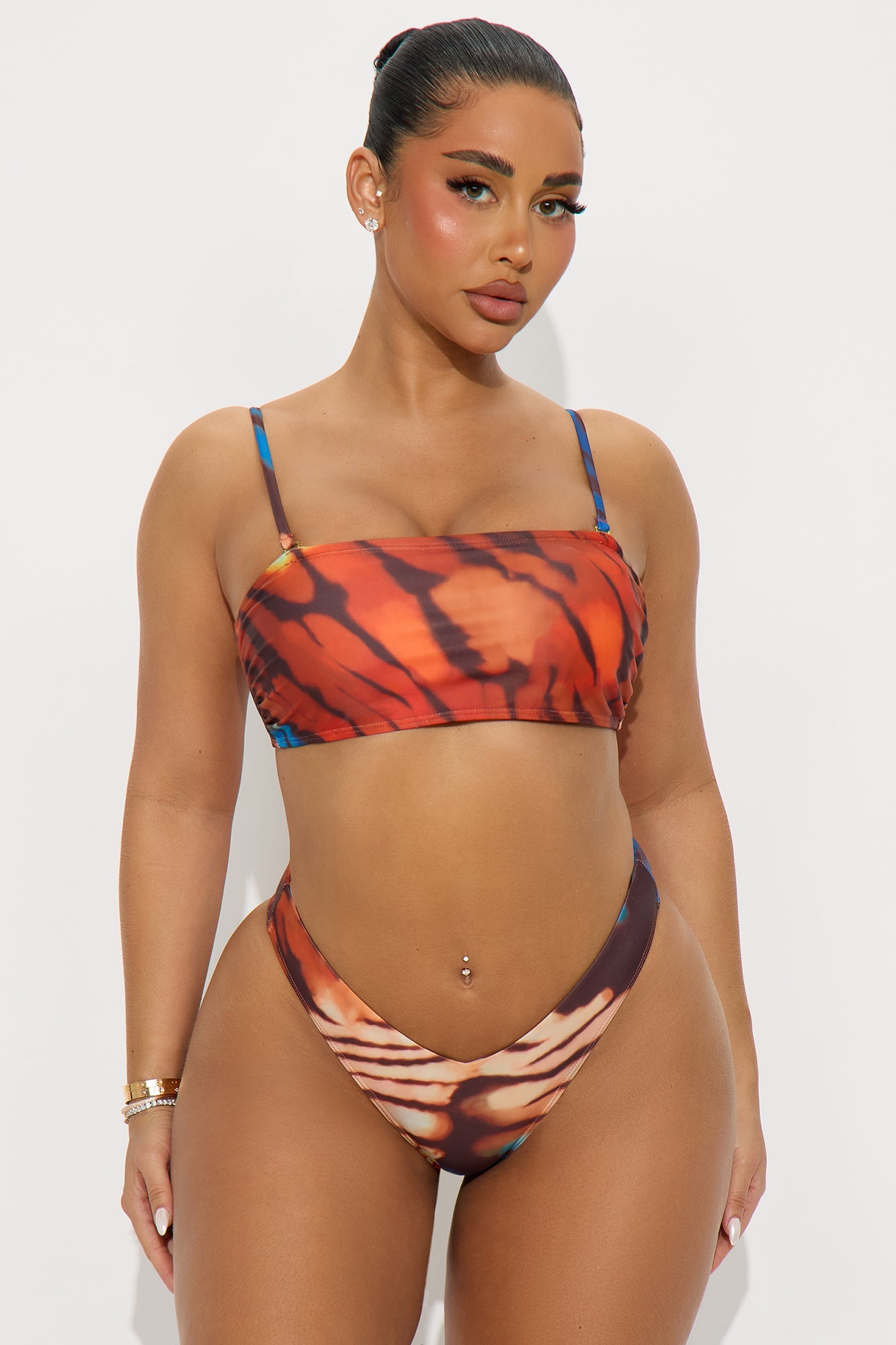 Iris Ruffles 3 Piece Bikini & Pants Set - Orange/combo