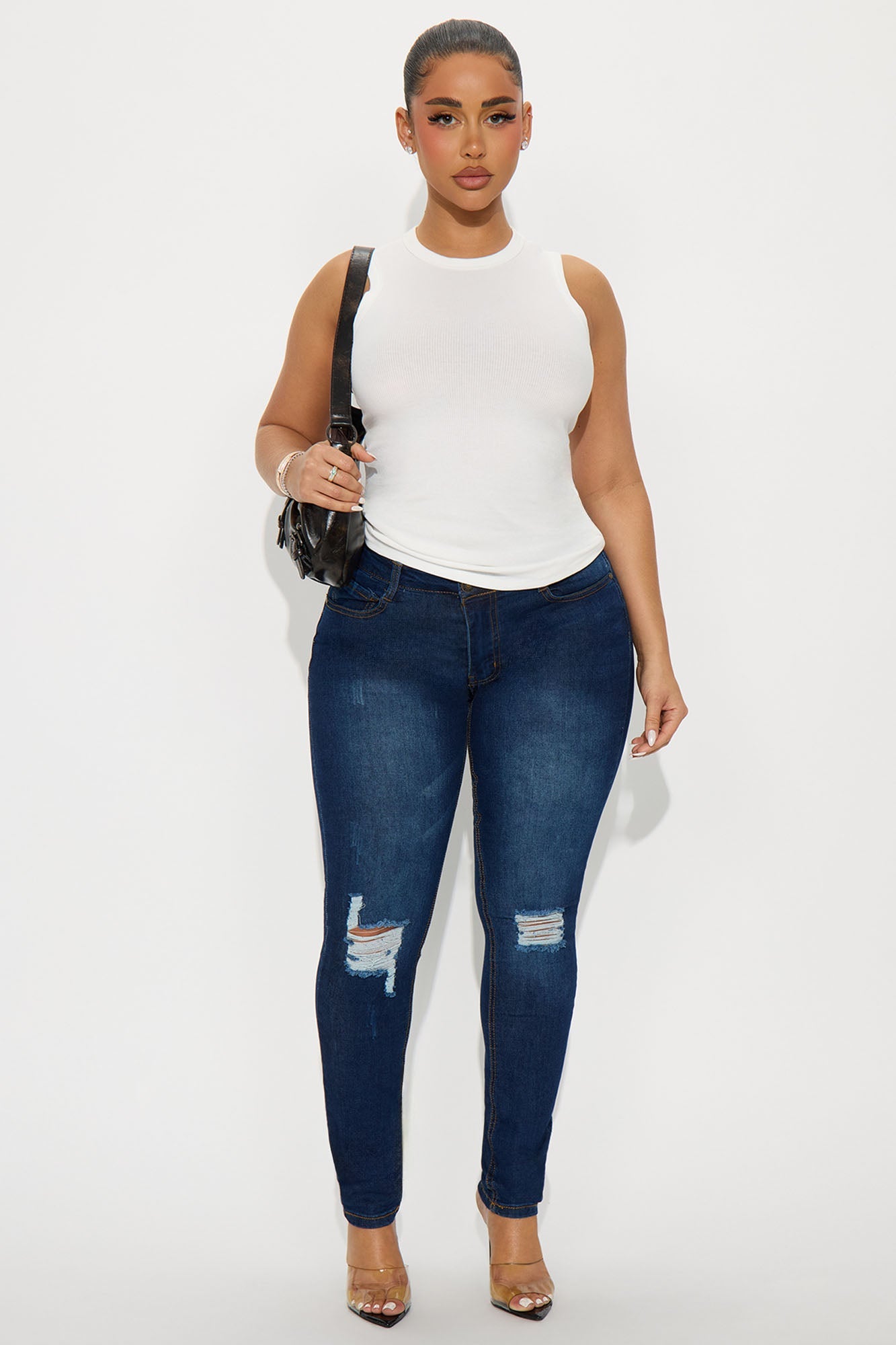 Melrose Ripped Skinny Jeans - Dark Wash