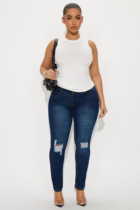 Melrose Ripped Skinny Jeans - Dark Wash