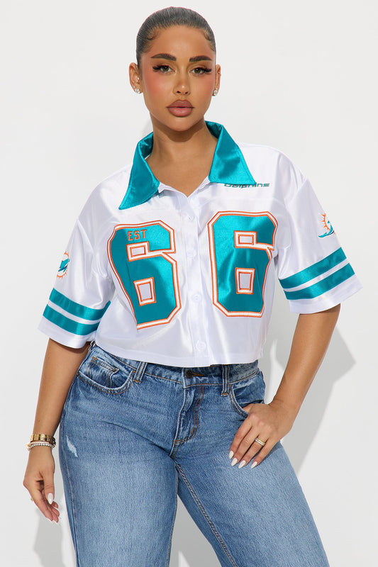 NFL Miami Dolphins Cropped Shirt - White/combo