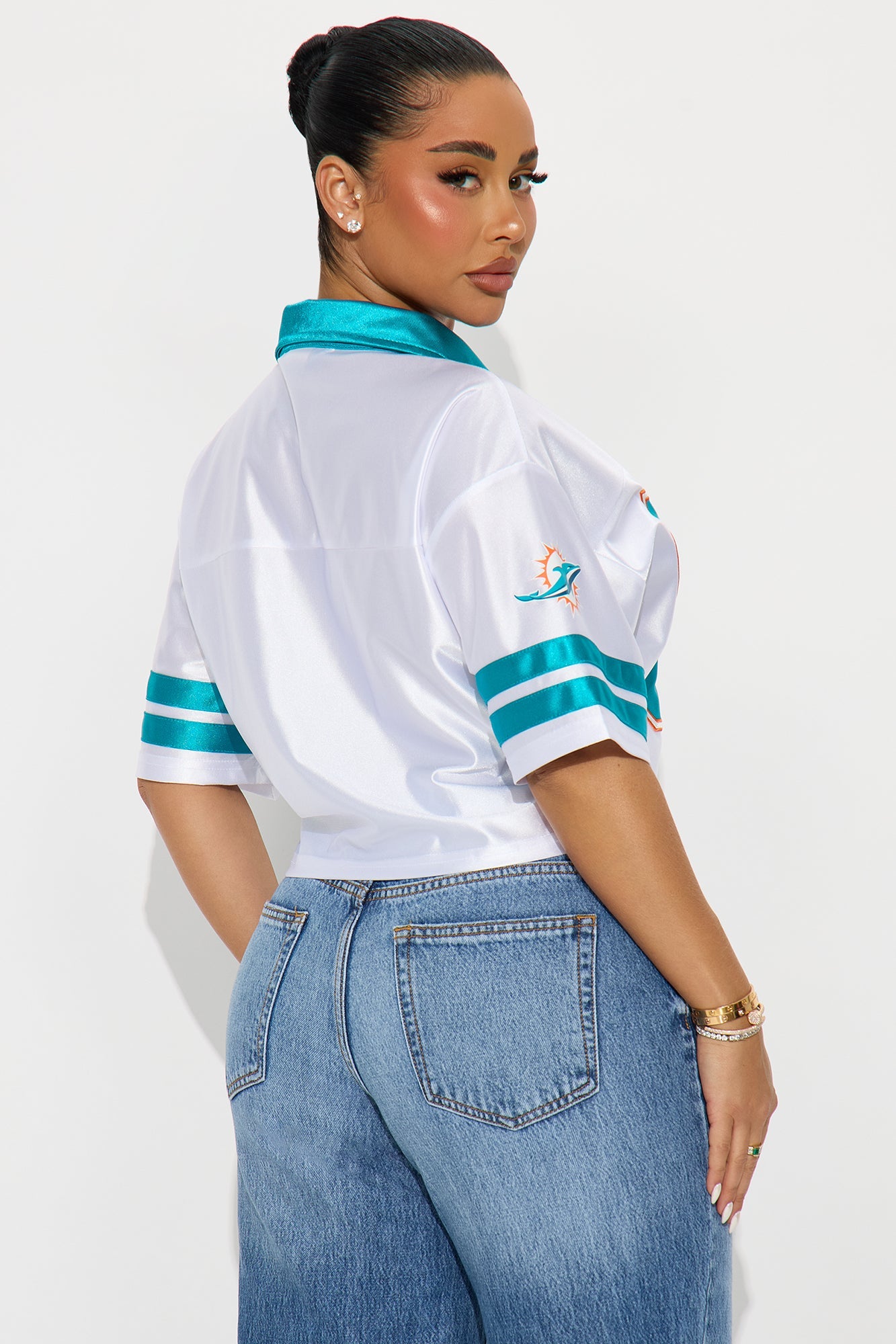 NFL Miami Dolphins Cropped Shirt - White/combo