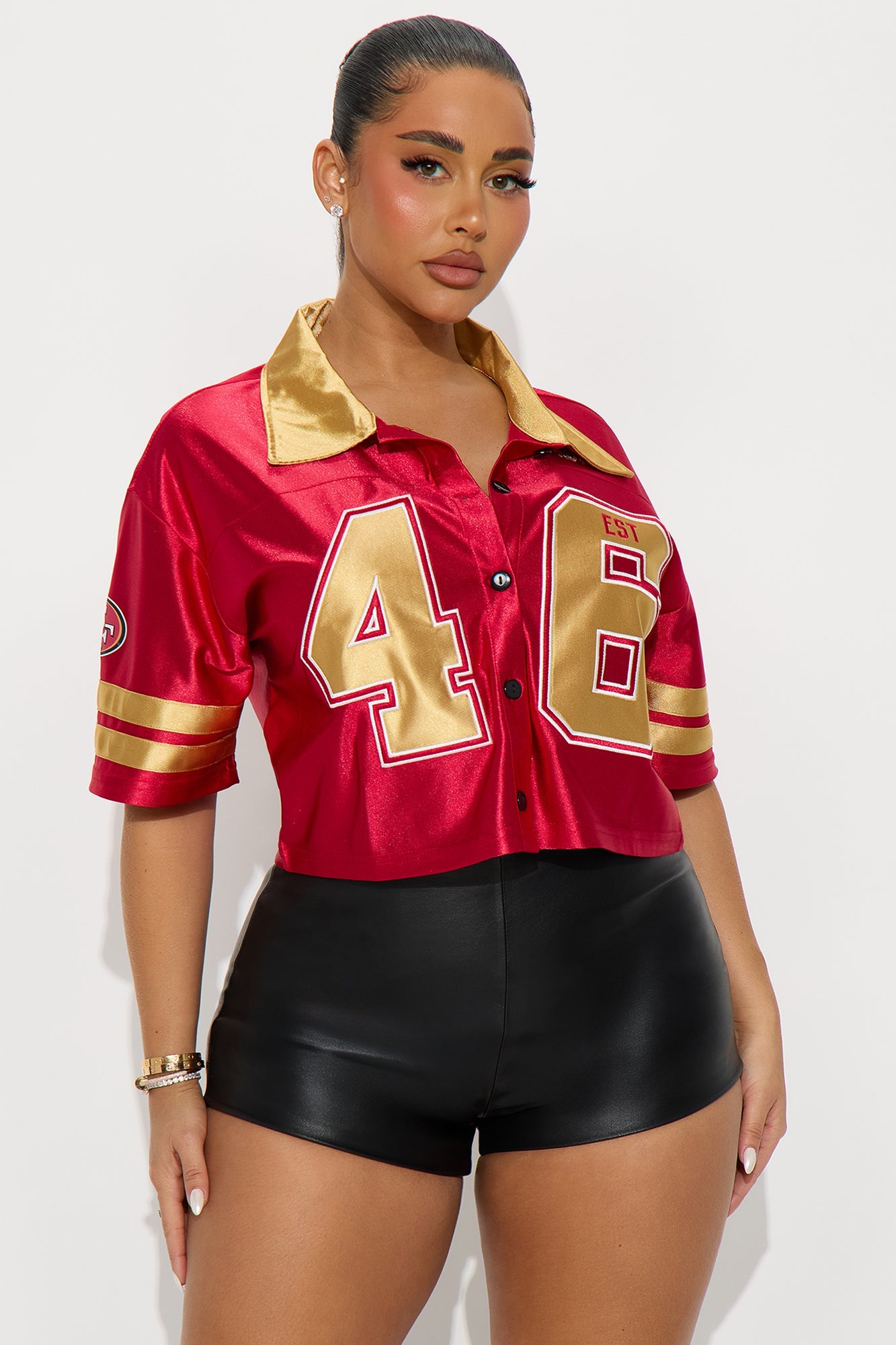 NFL San Francisco 49ers Cropped Shirt - Red/combo