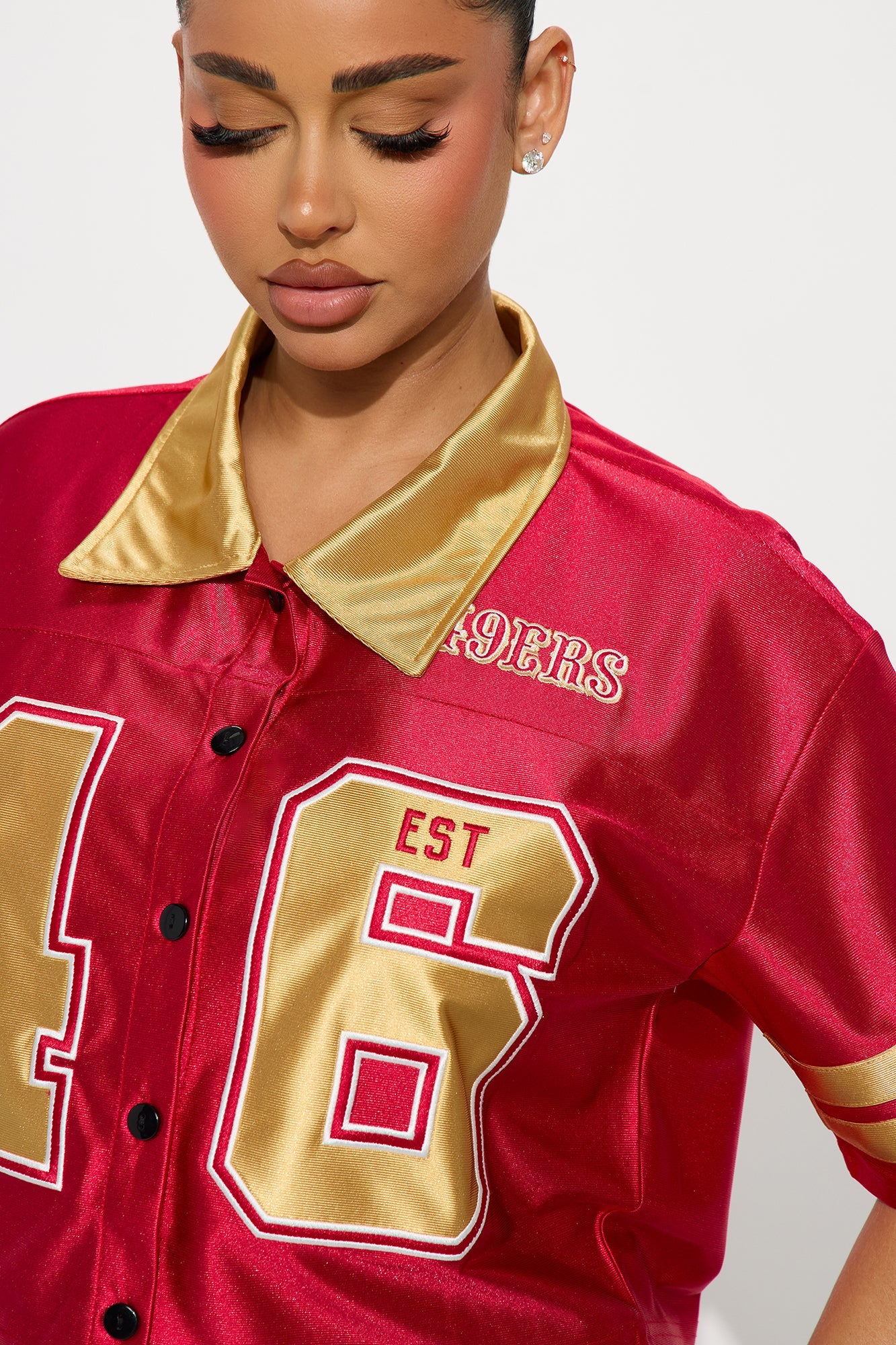 NFL San Francisco 49ers Cropped Shirt - Red/combo