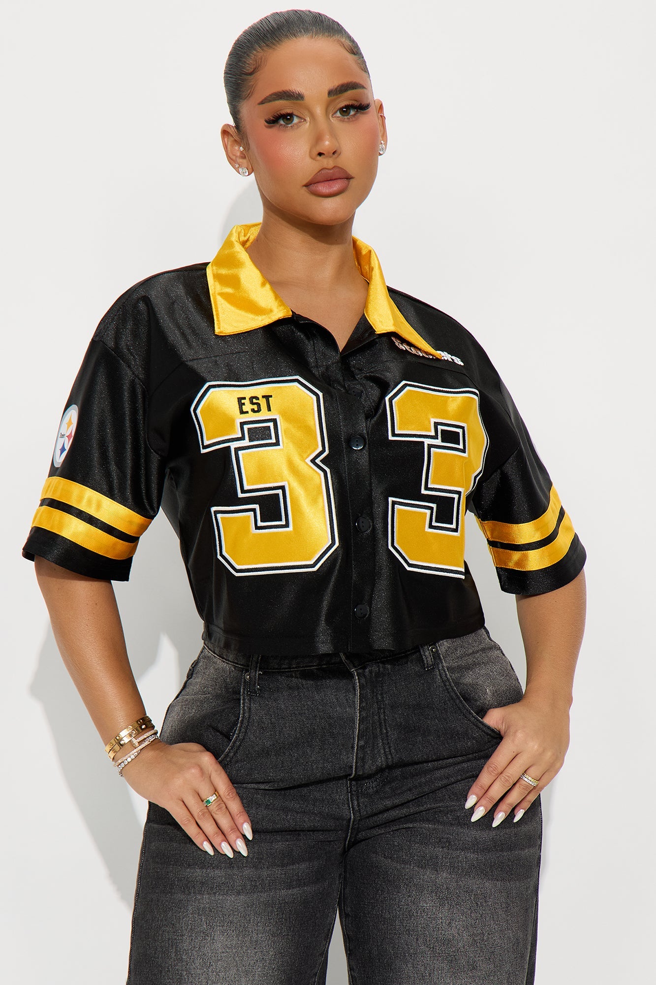 NFL Pittsburg Steelers Cropped Shirt - Black/combo
