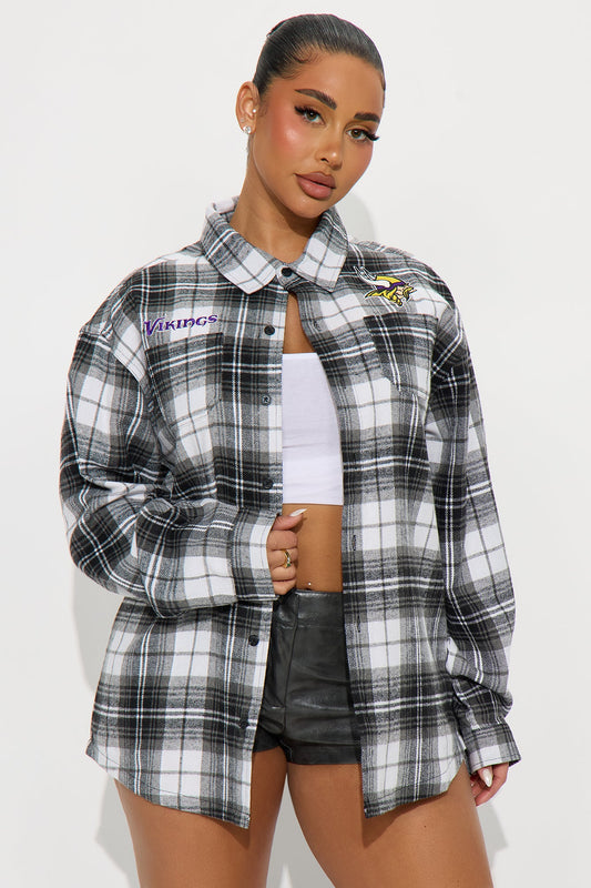 NFL Minnesota Vikings Plaid Flannel - Black/combo
