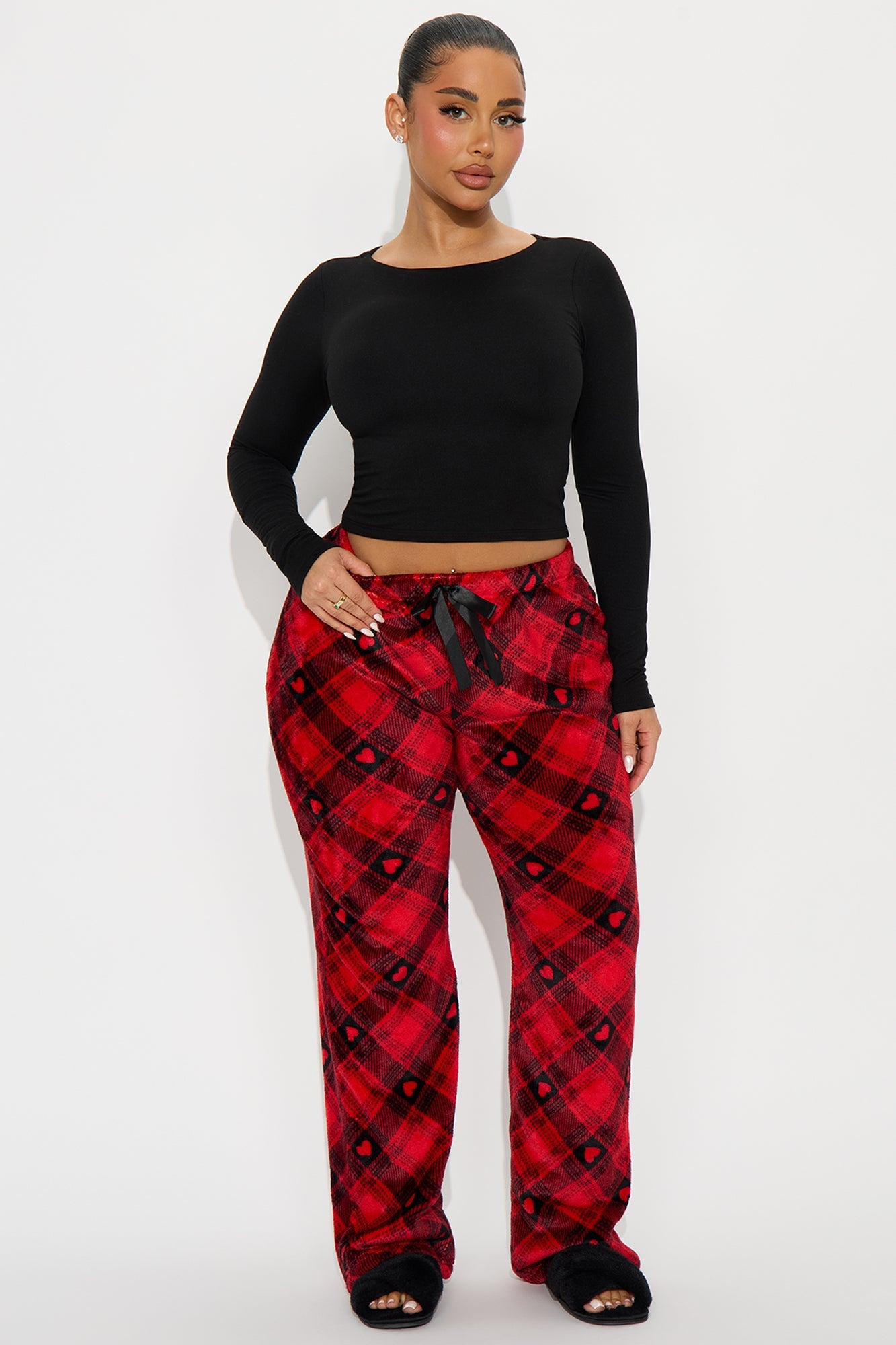 I Heart You Plush PJ Pants - Red/Black