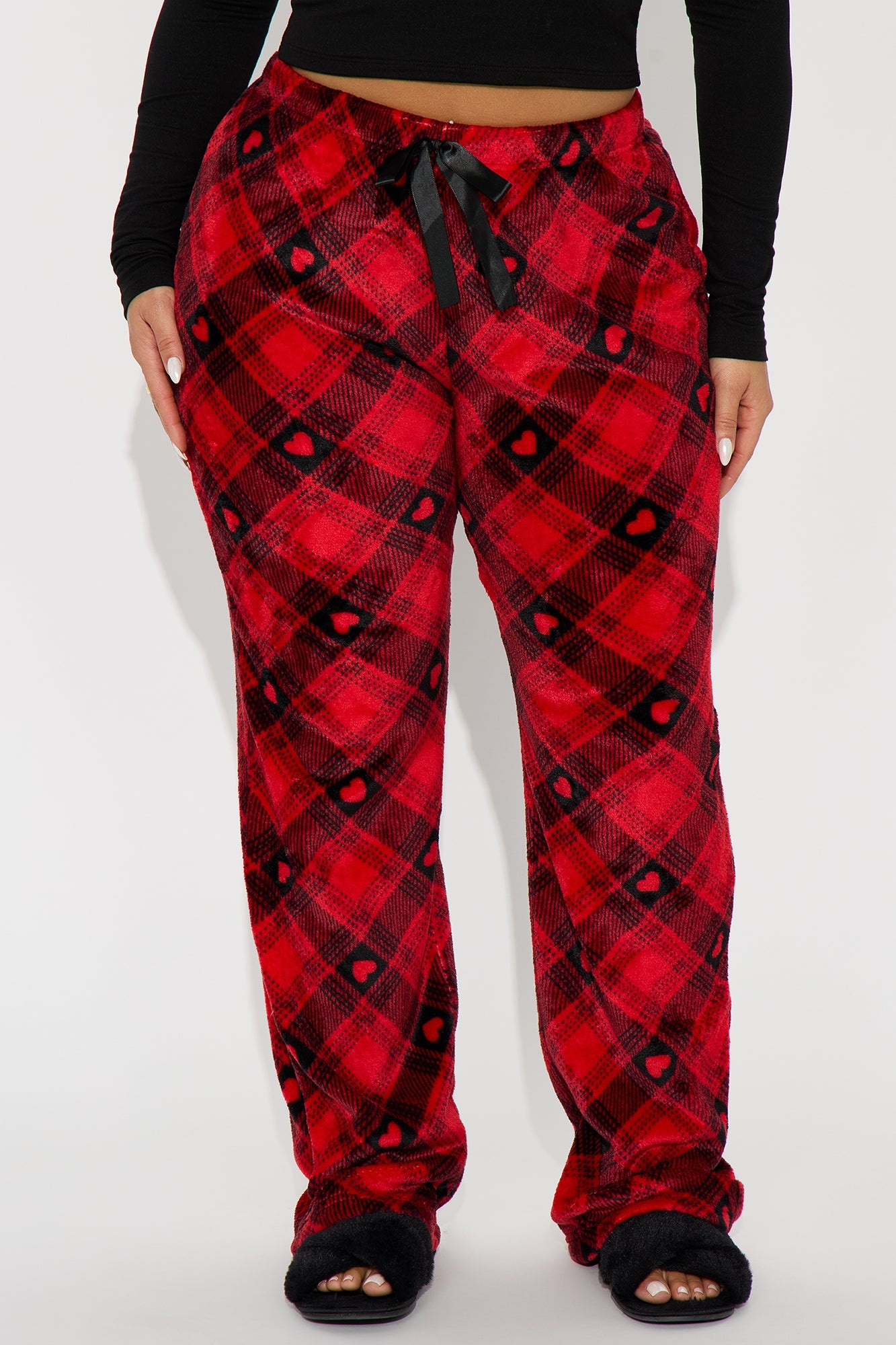I Heart You Plush PJ Pants - Red/Black