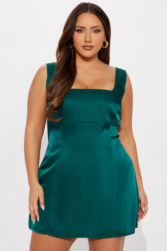 Marabelle Satin Micro Mini Dress - Emerald