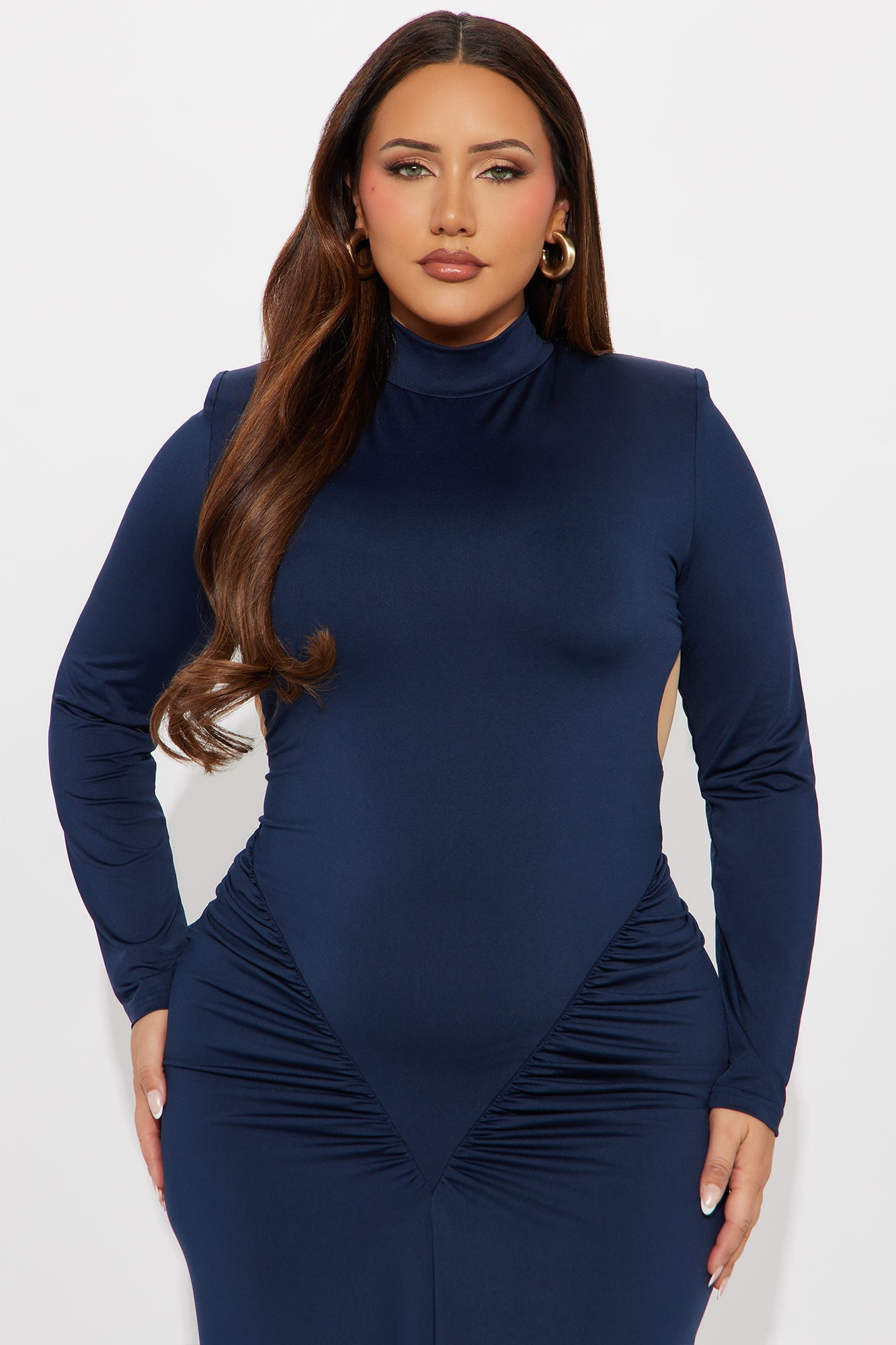 Always Serving Ruched Gown - Navy
