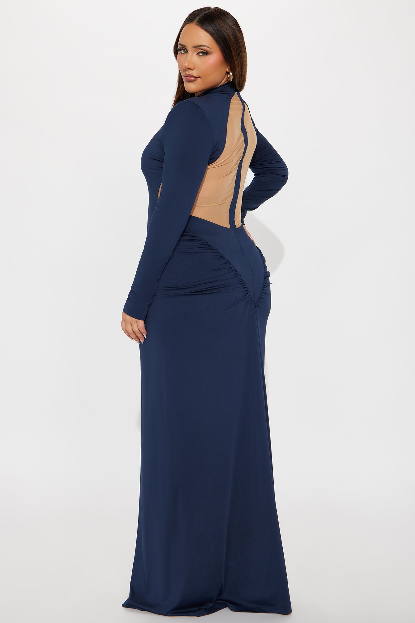 Always Serving Ruched Gown - Navy