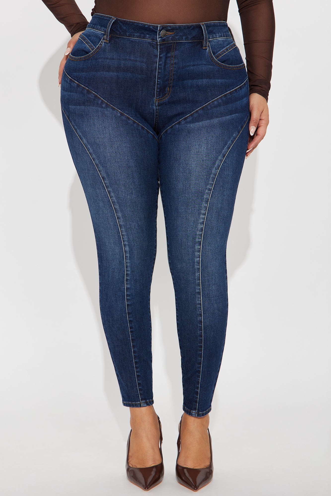 On Track Moto Skinny Jeans - Dark Wash