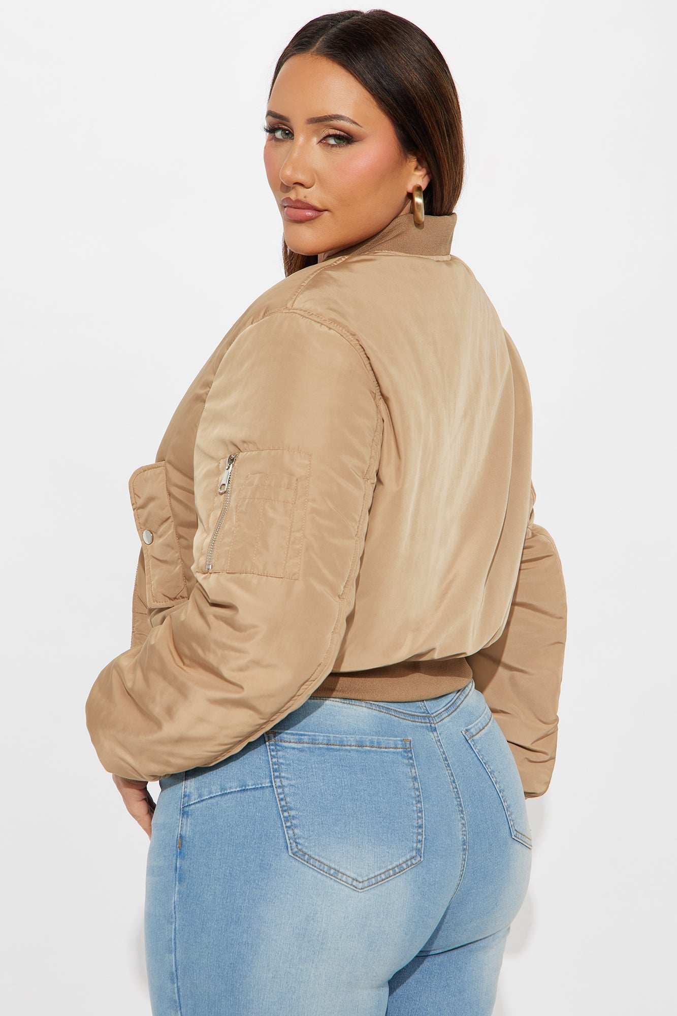 Hard Limits Cropped Bomber Jacket - Mocha