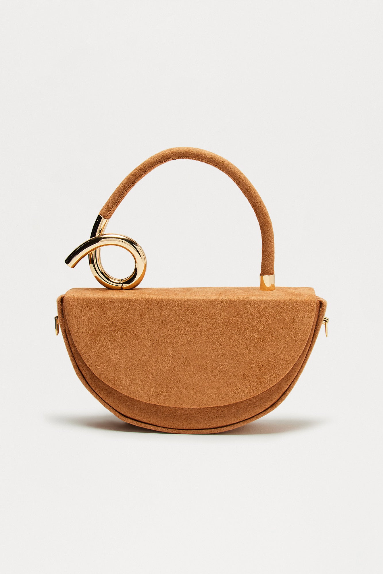 Turn Around Faux Suede Satchel Bag - Tan