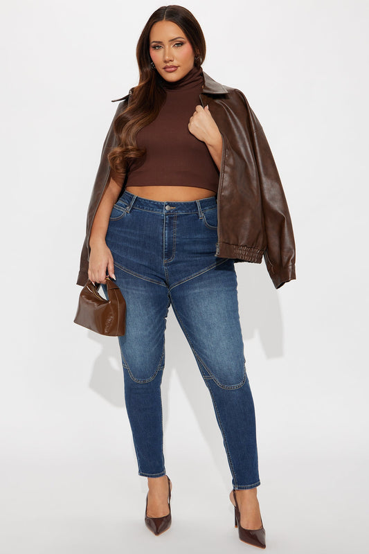 Time To Ride Moto Skinny Jeans - Dark Wash