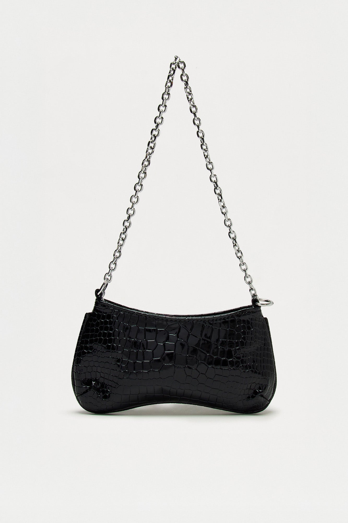 Reptile Runway Embossed Croc Handbag - Black