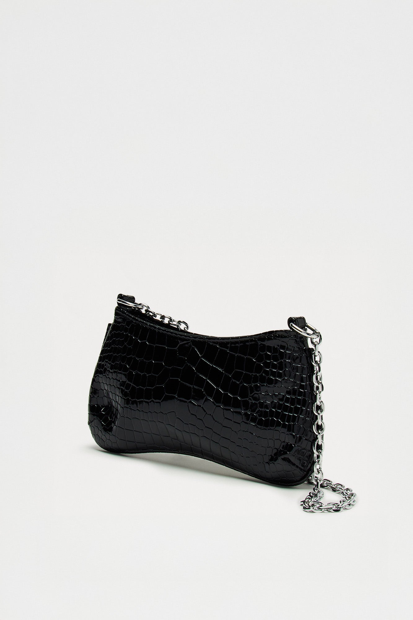 Reptile Runway Embossed Croc Handbag - Black