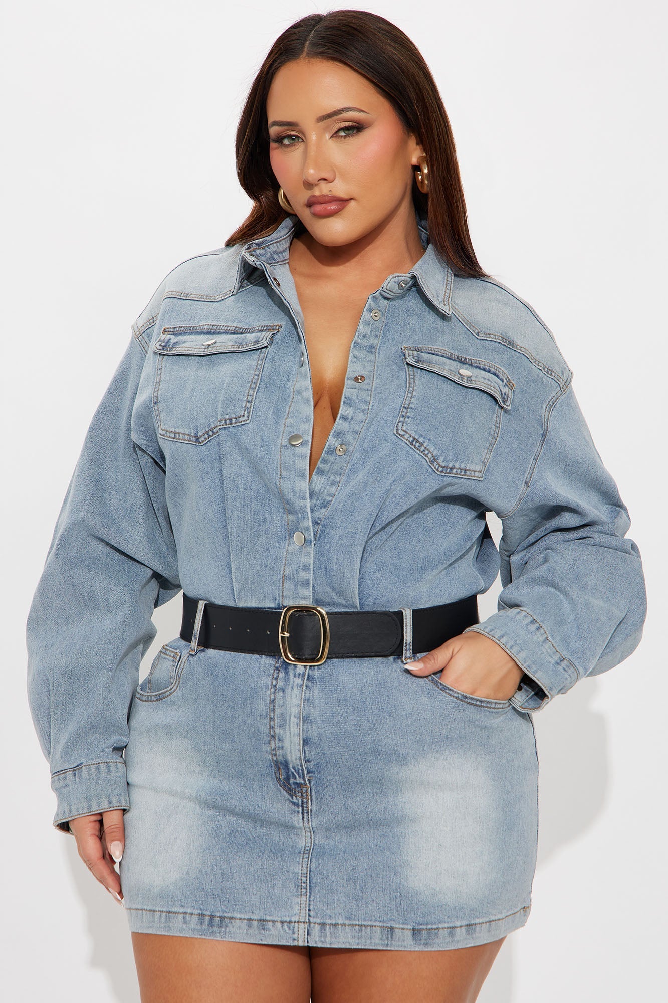 Looking For A Cowboy Belted Denim Mini Dress - Denim