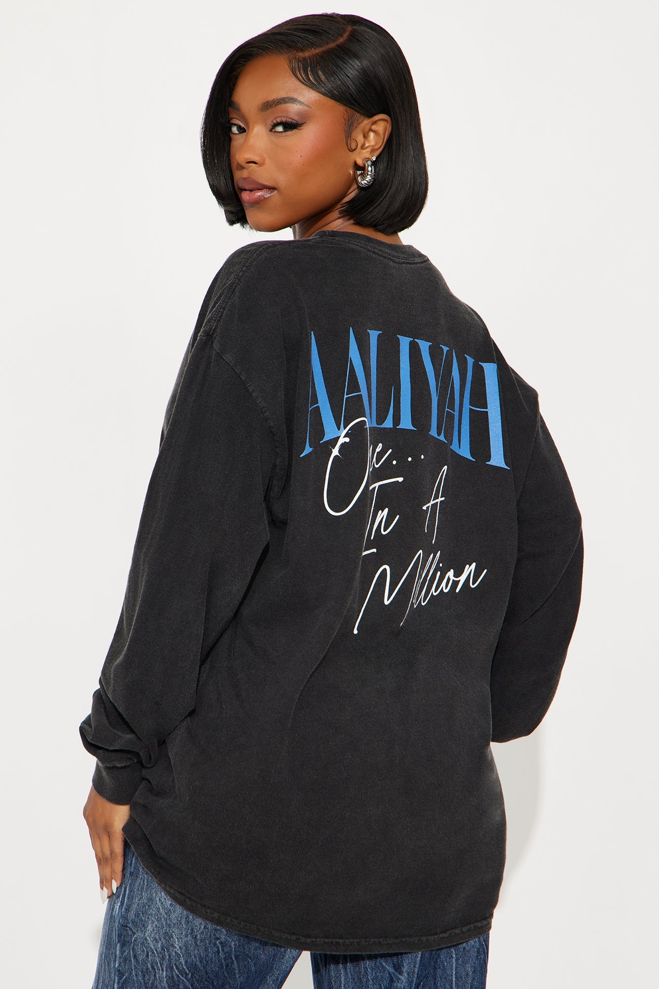 Aaliyah One In A Million Oversize Wash Tee - Black Wash