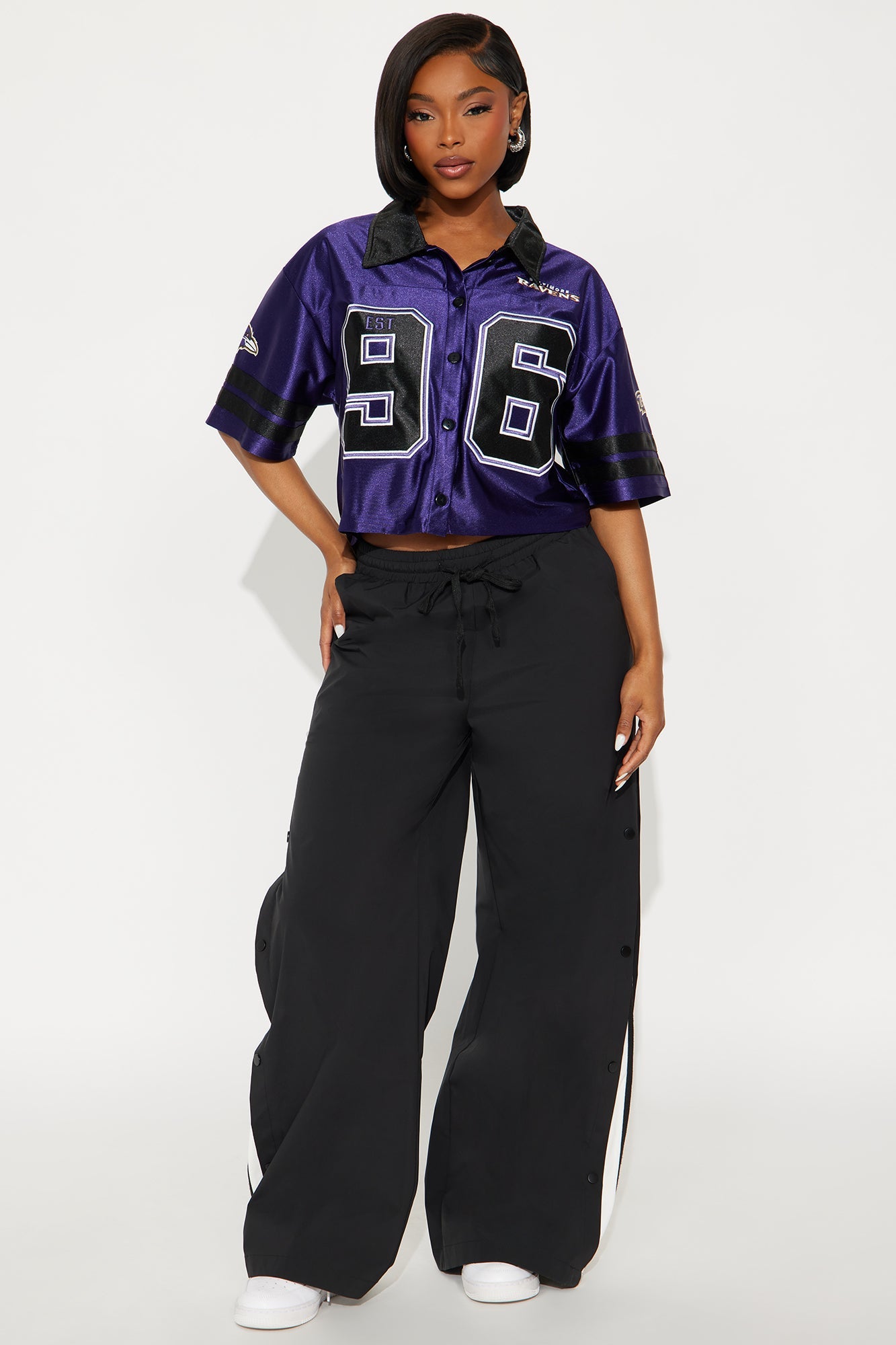 NFL Baltimore Ravens Cropped Shirt - Purple/combo