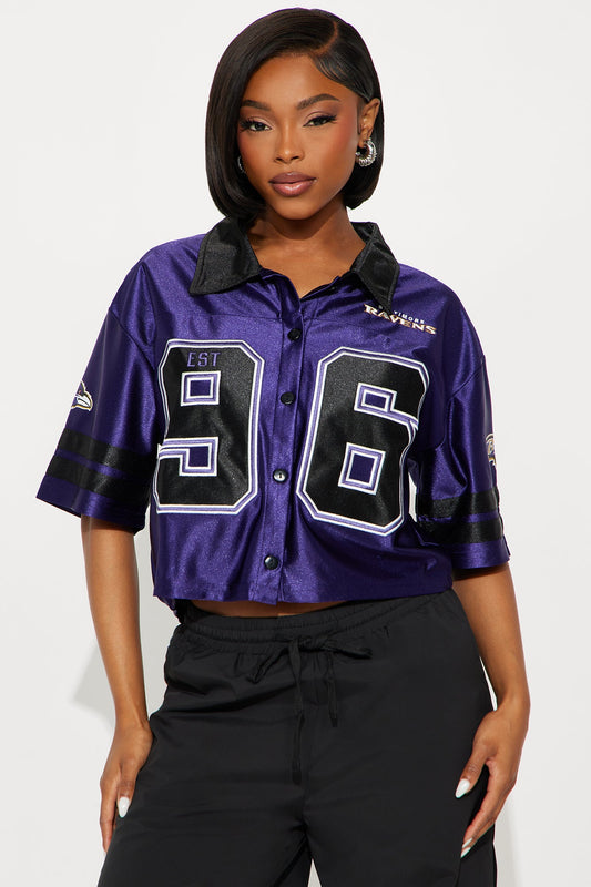 NFL Baltimore Ravens Cropped Shirt - Purple/combo