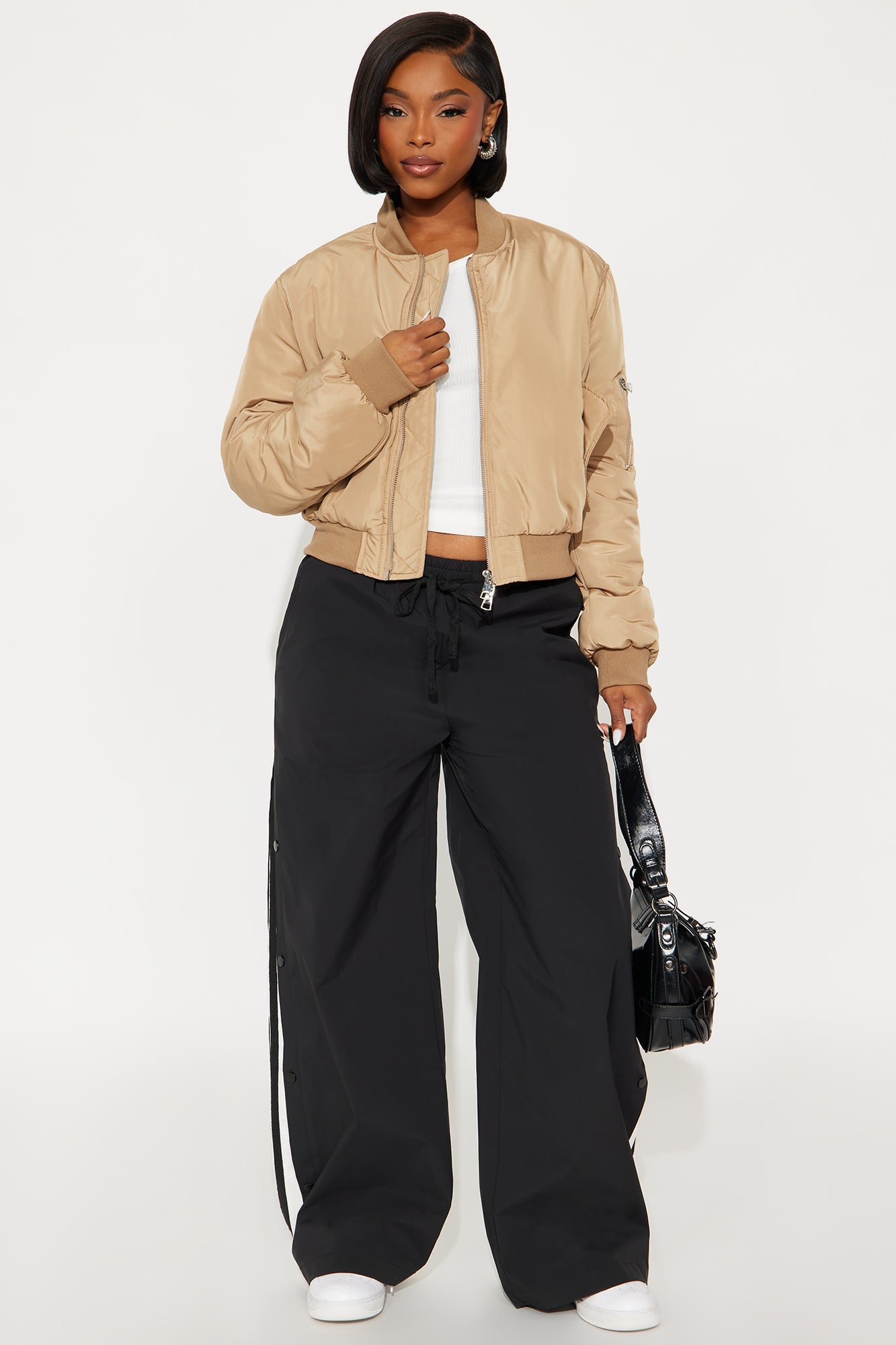 Hard Limits Cropped Bomber Jacket - Mocha