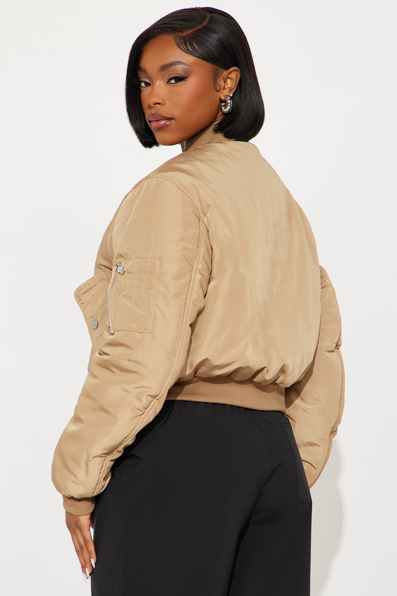 Hard Limits Cropped Bomber Jacket - Mocha
