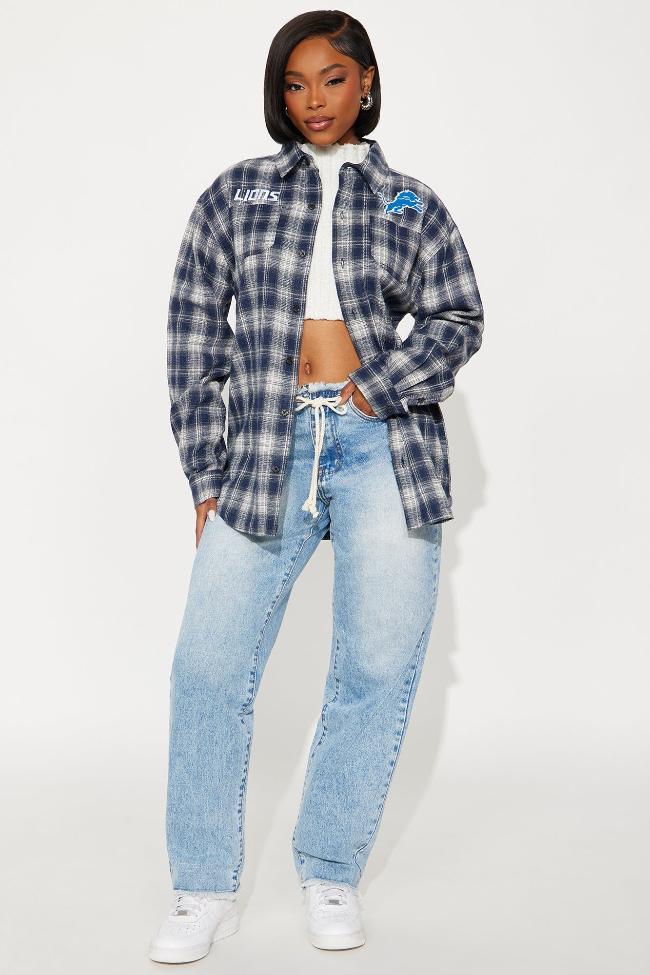 NFL Detroit Lions Plaid Flannel - Blue/combo