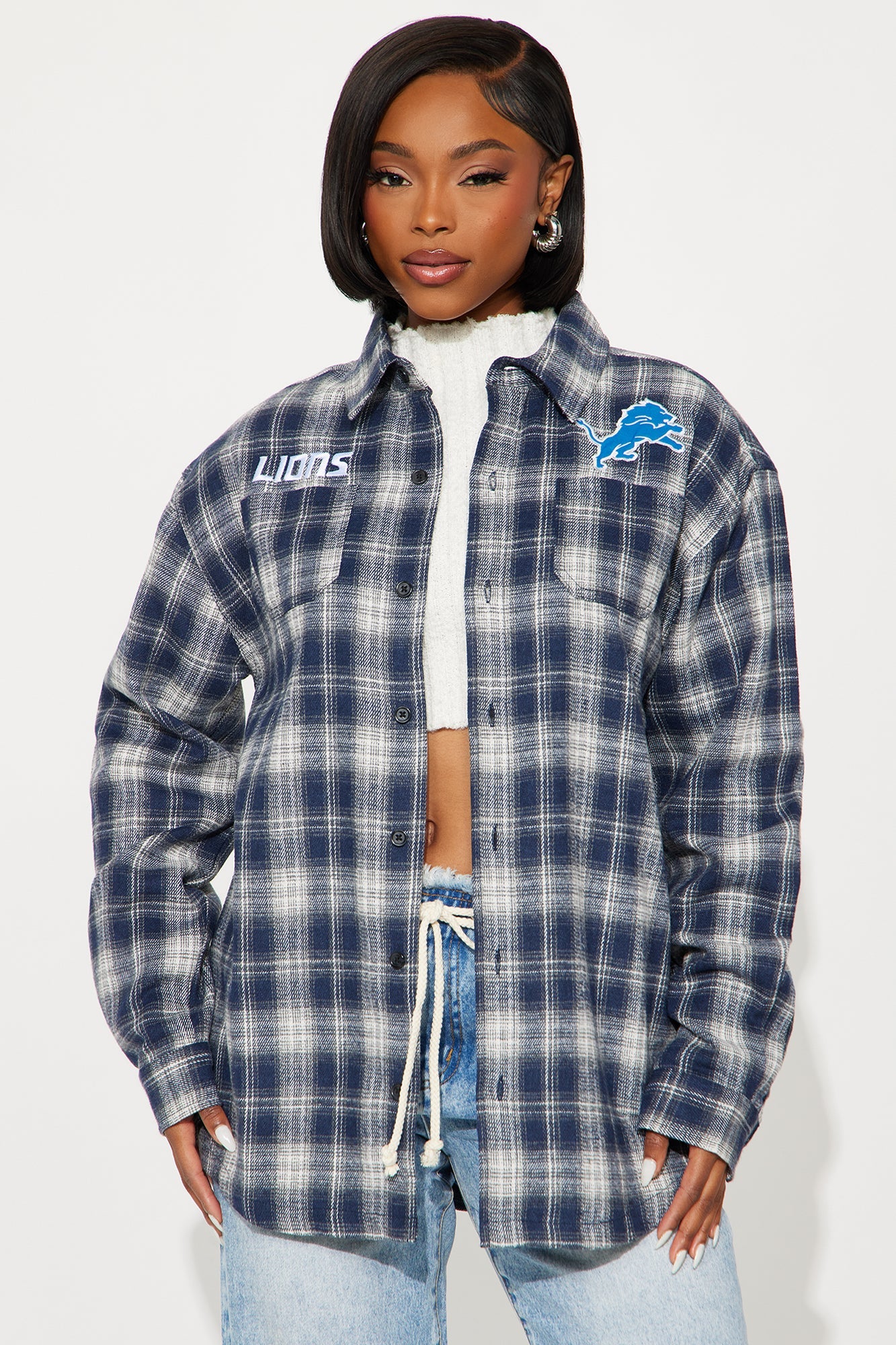 NFL Detroit Lions Plaid Flannel - Blue/combo