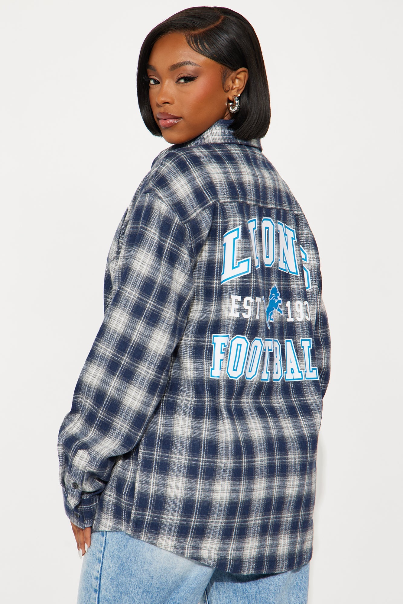 NFL Detroit Lions Plaid Flannel - Blue/combo