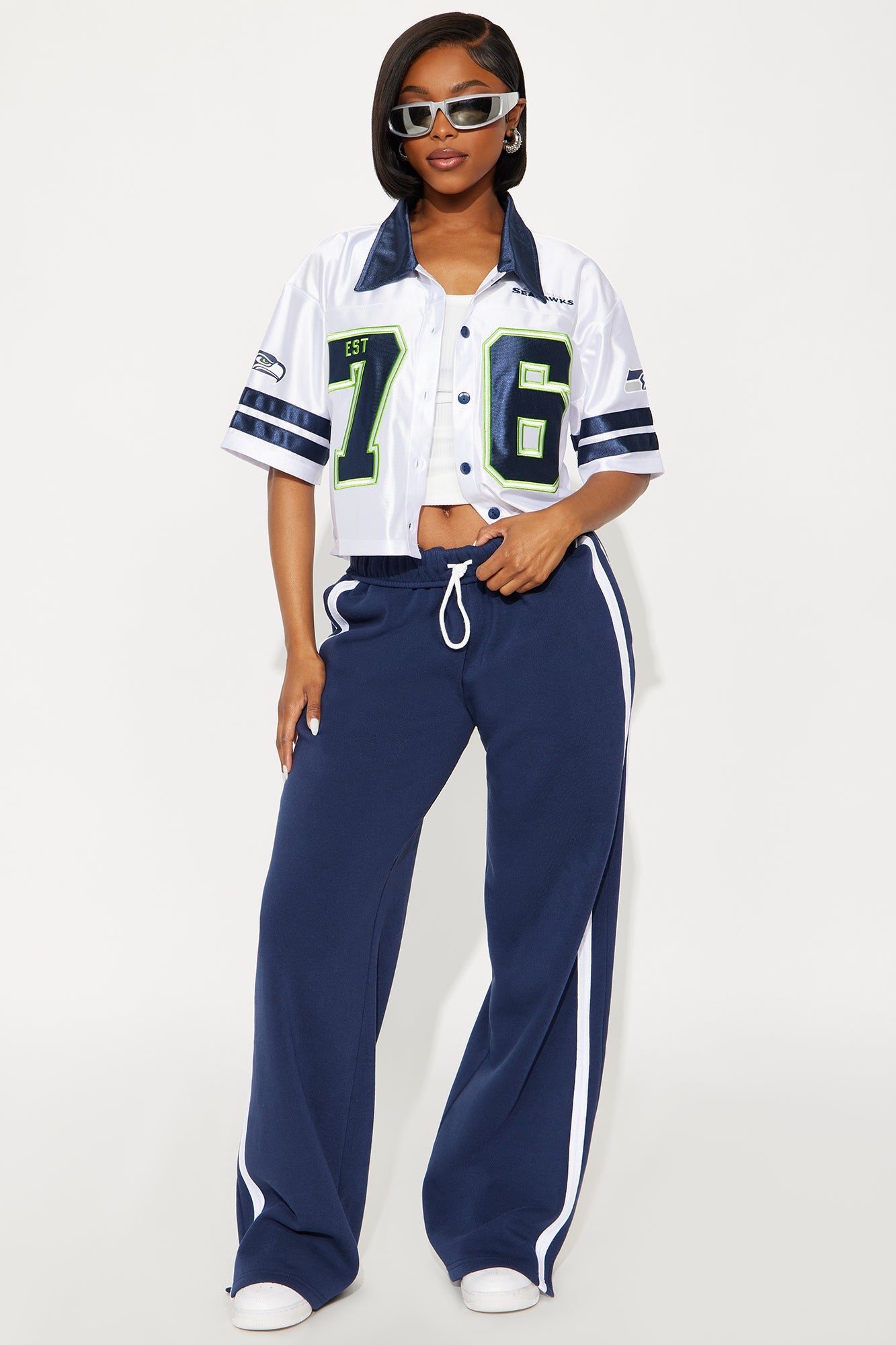 NFL Seattle Seahawks Cropped Shirt - White/combo