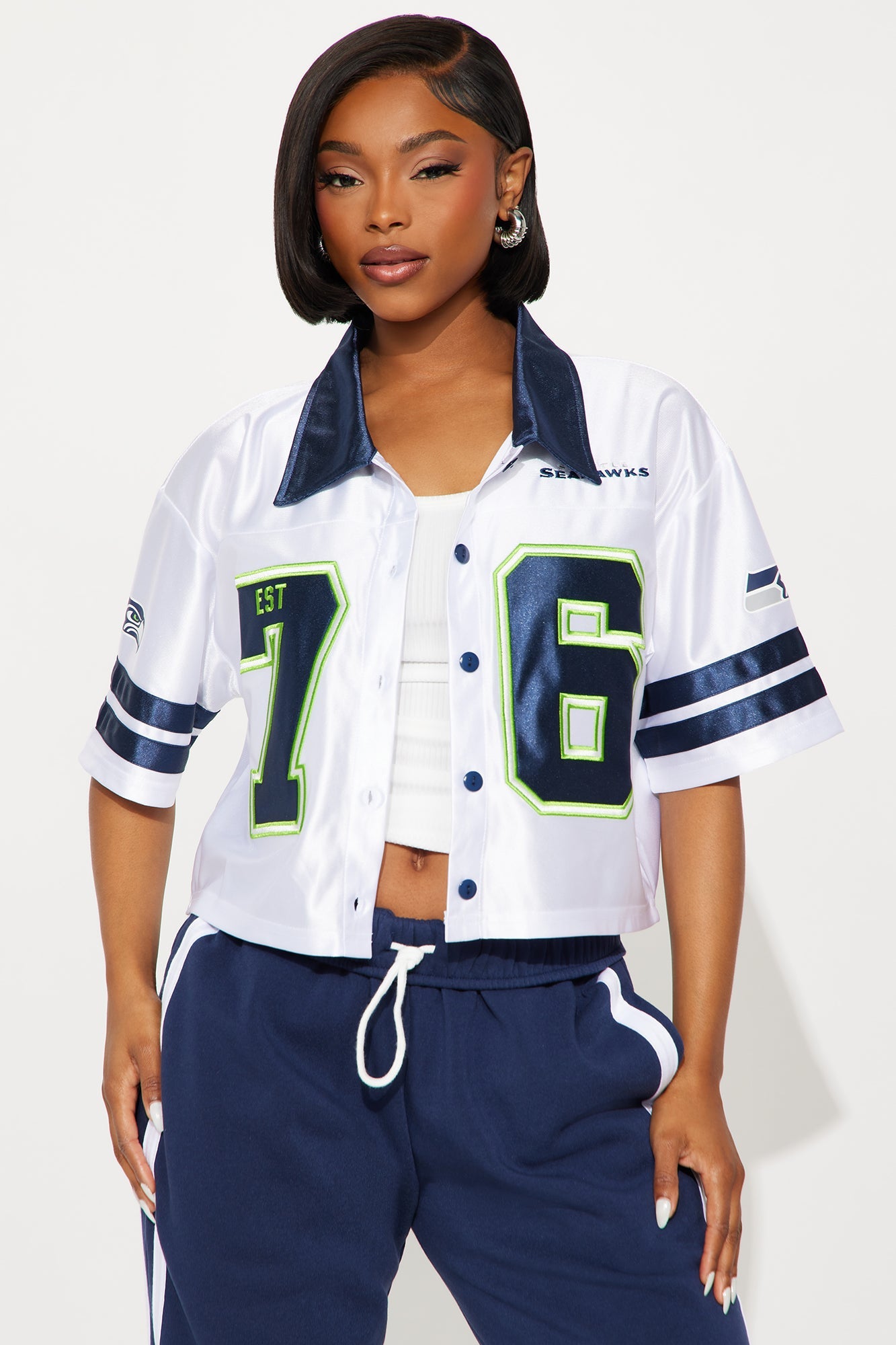 NFL Seattle Seahawks Cropped Shirt - White/combo