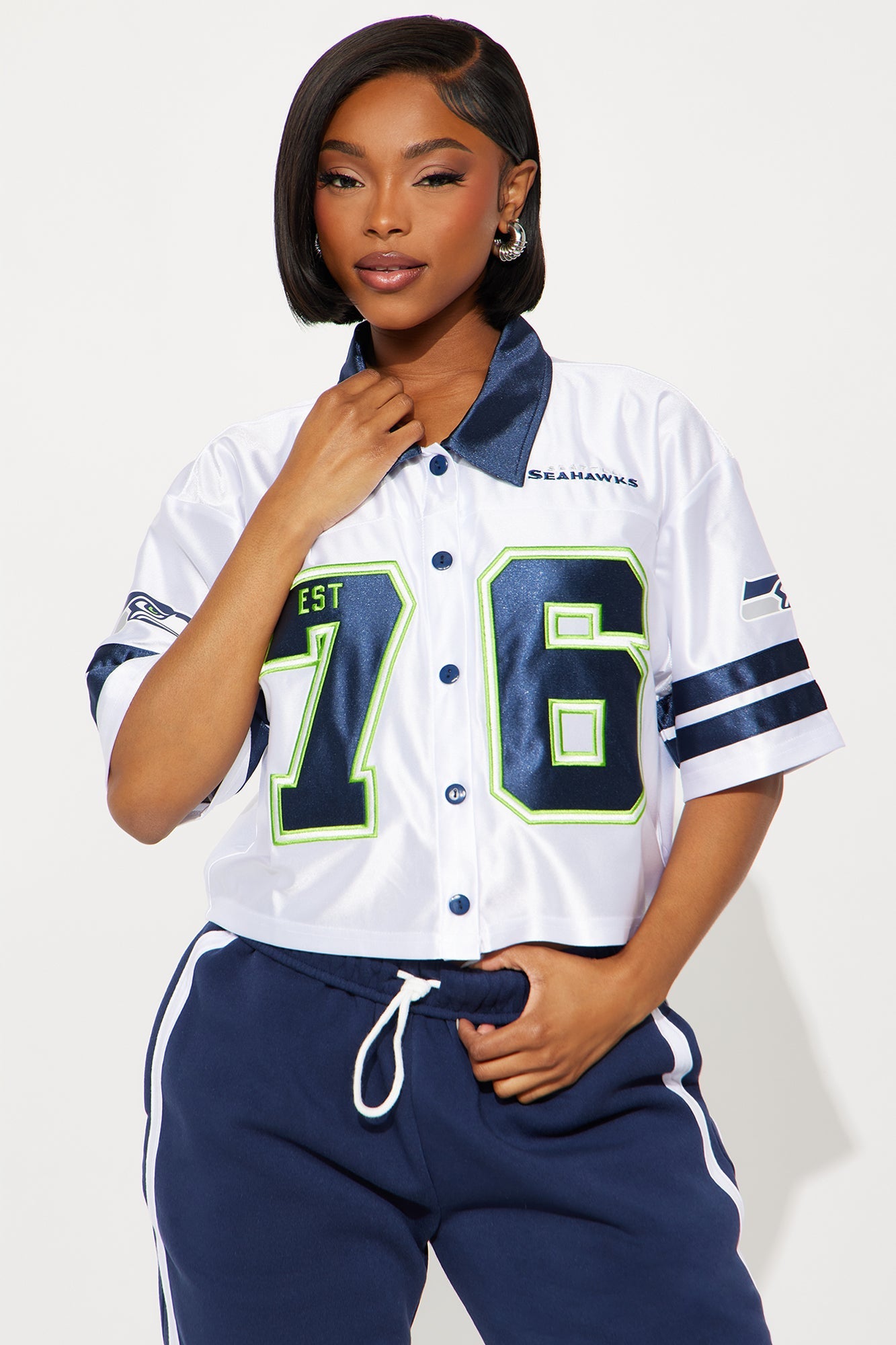 NFL Seattle Seahawks Cropped Shirt - White/combo