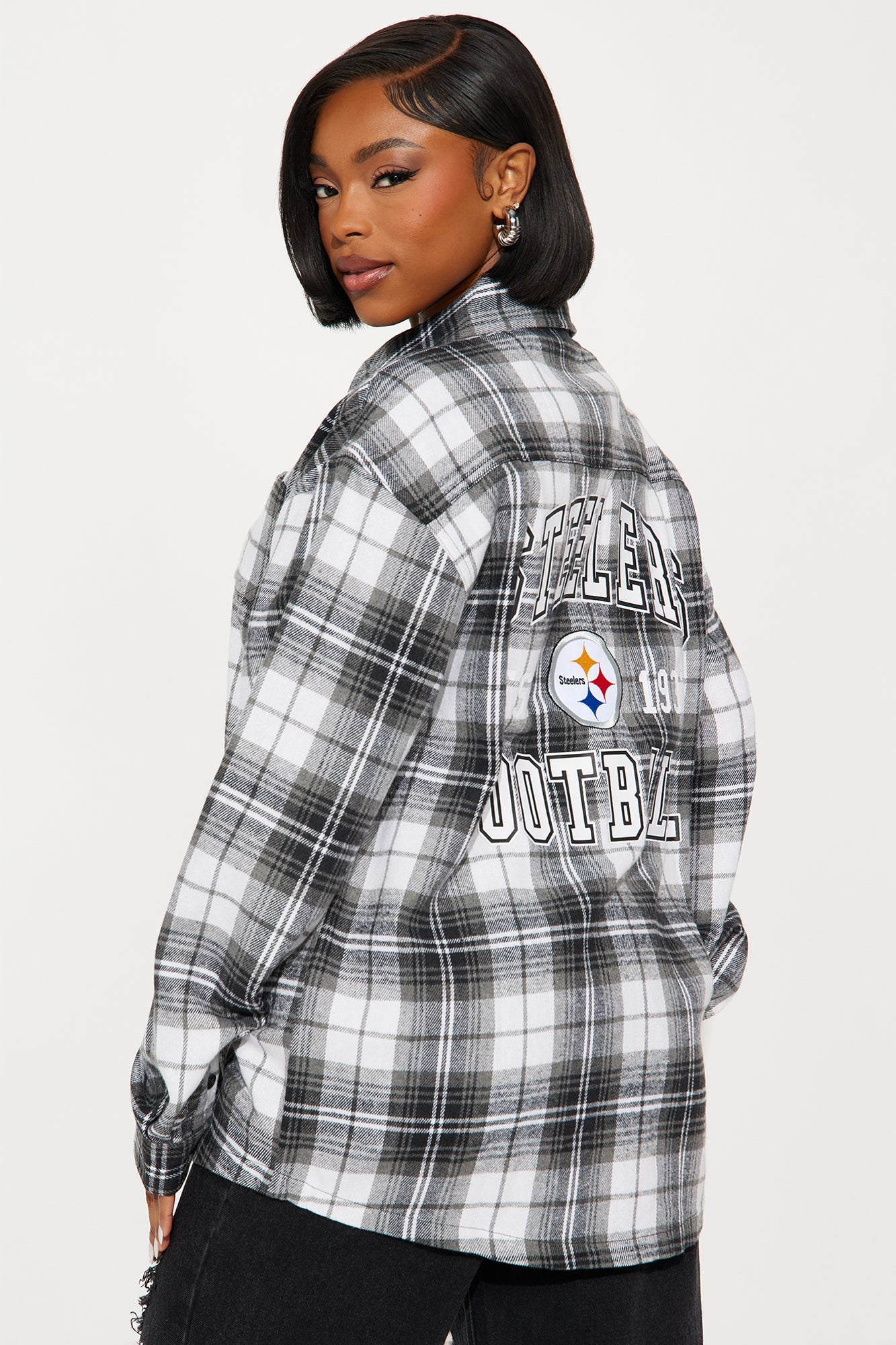 NFL Steelers Plaid Flannel - Black