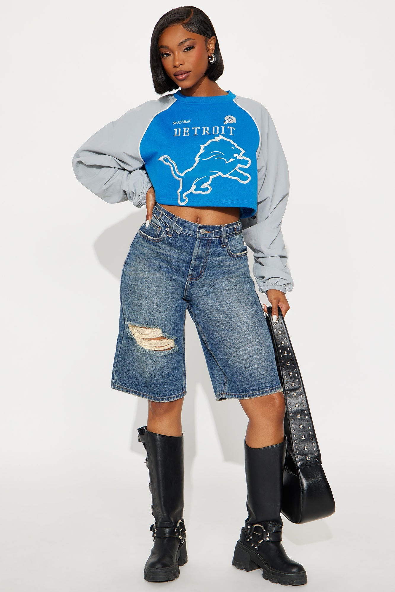 NFL Detroit Lions Crew Neck Sweatshirt - Blue/combo