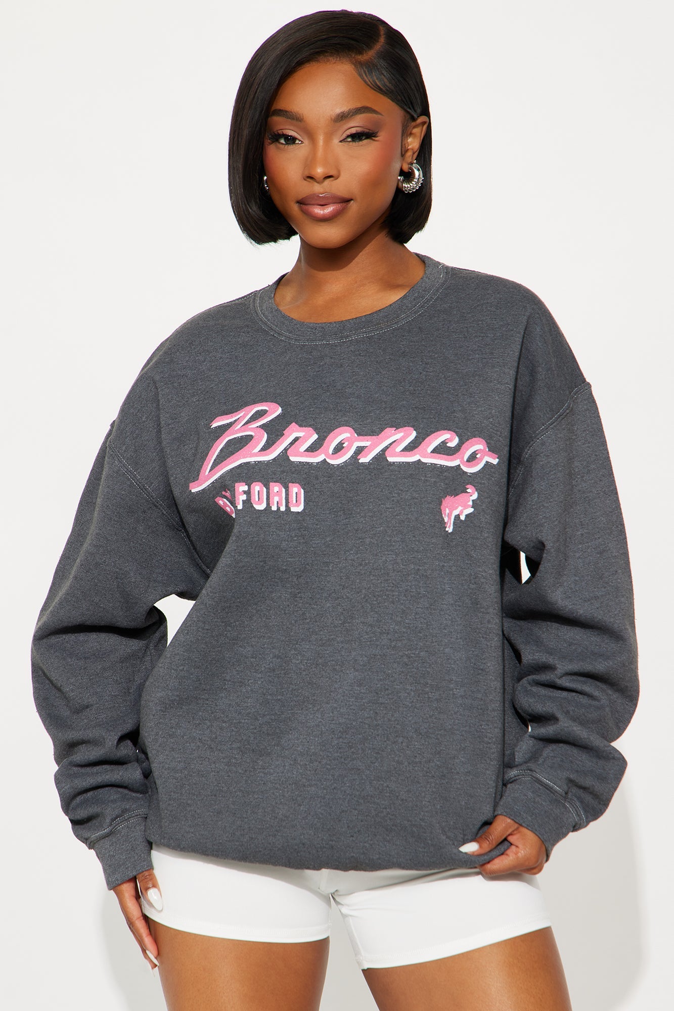 Ford Bronco Pull Over Crew Neck Sweatshirt - Black