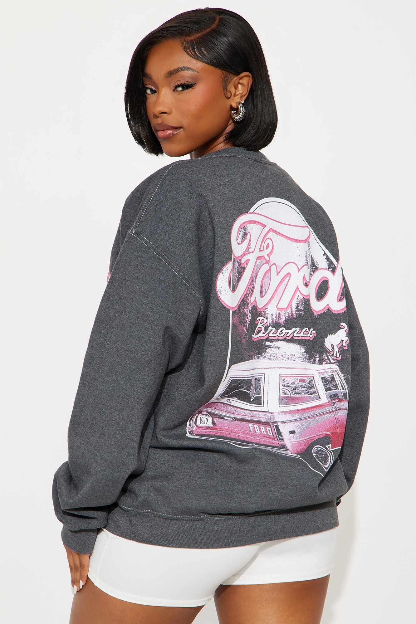 Ford Bronco Pull Over Crew Neck Sweatshirt - Black