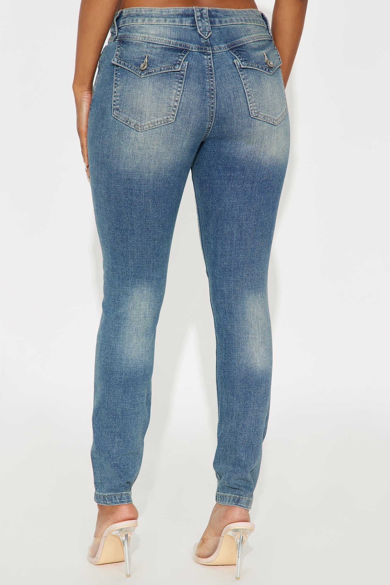 Sleek Mid Rise Skinny Jeans - Medium Wash