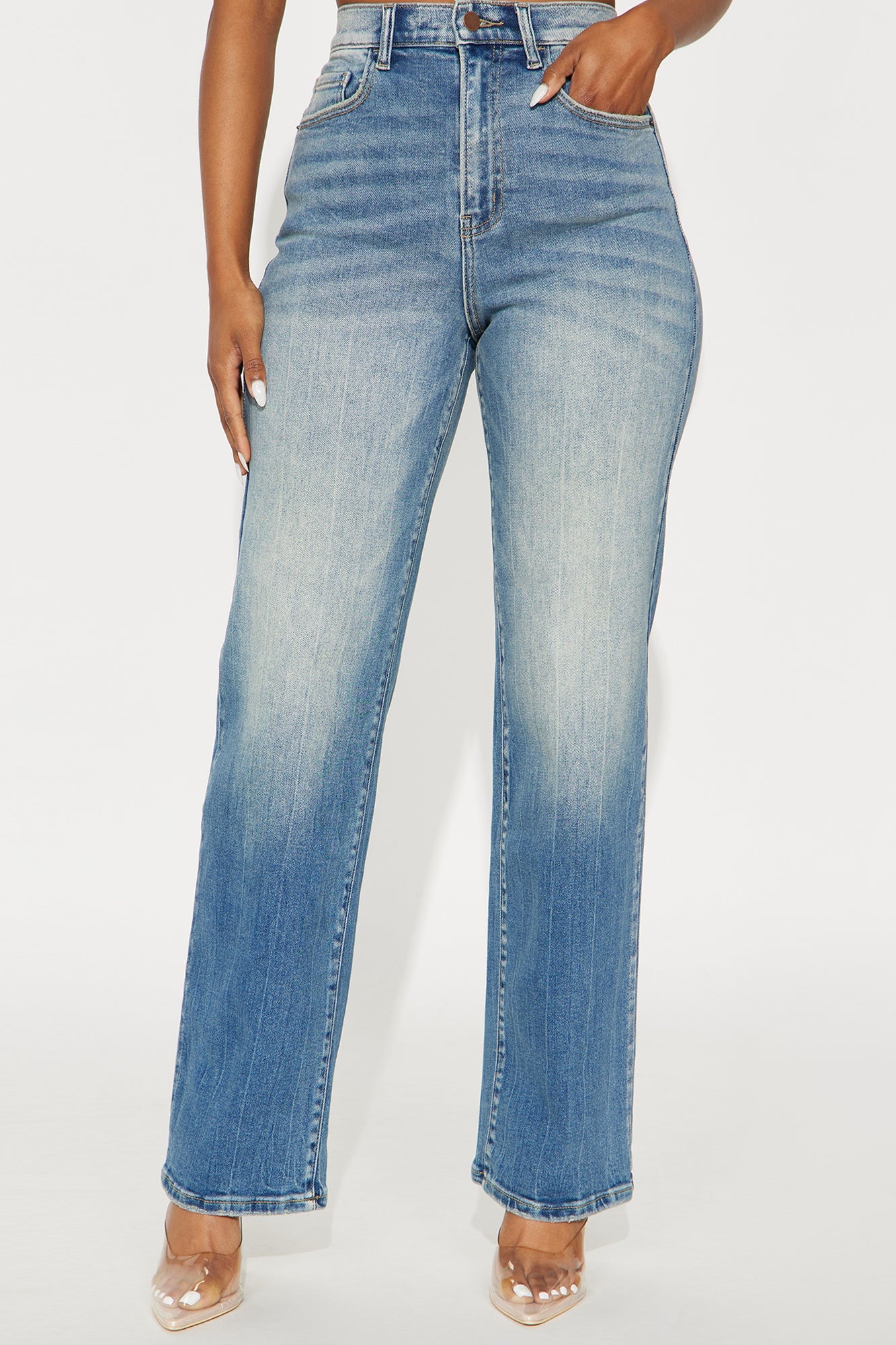 Hot Gossip High Rise Dad Straight Leg Jean - Medium Wash