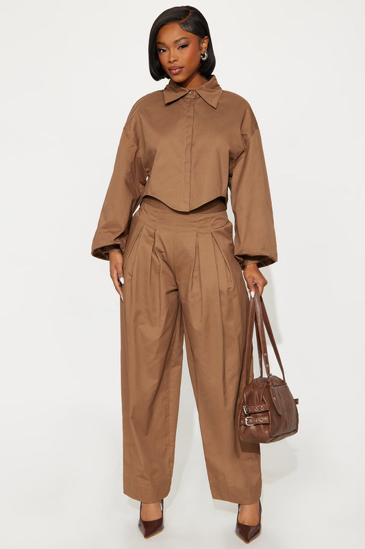 Statement Maker Balloon Pant Set - Chocolate