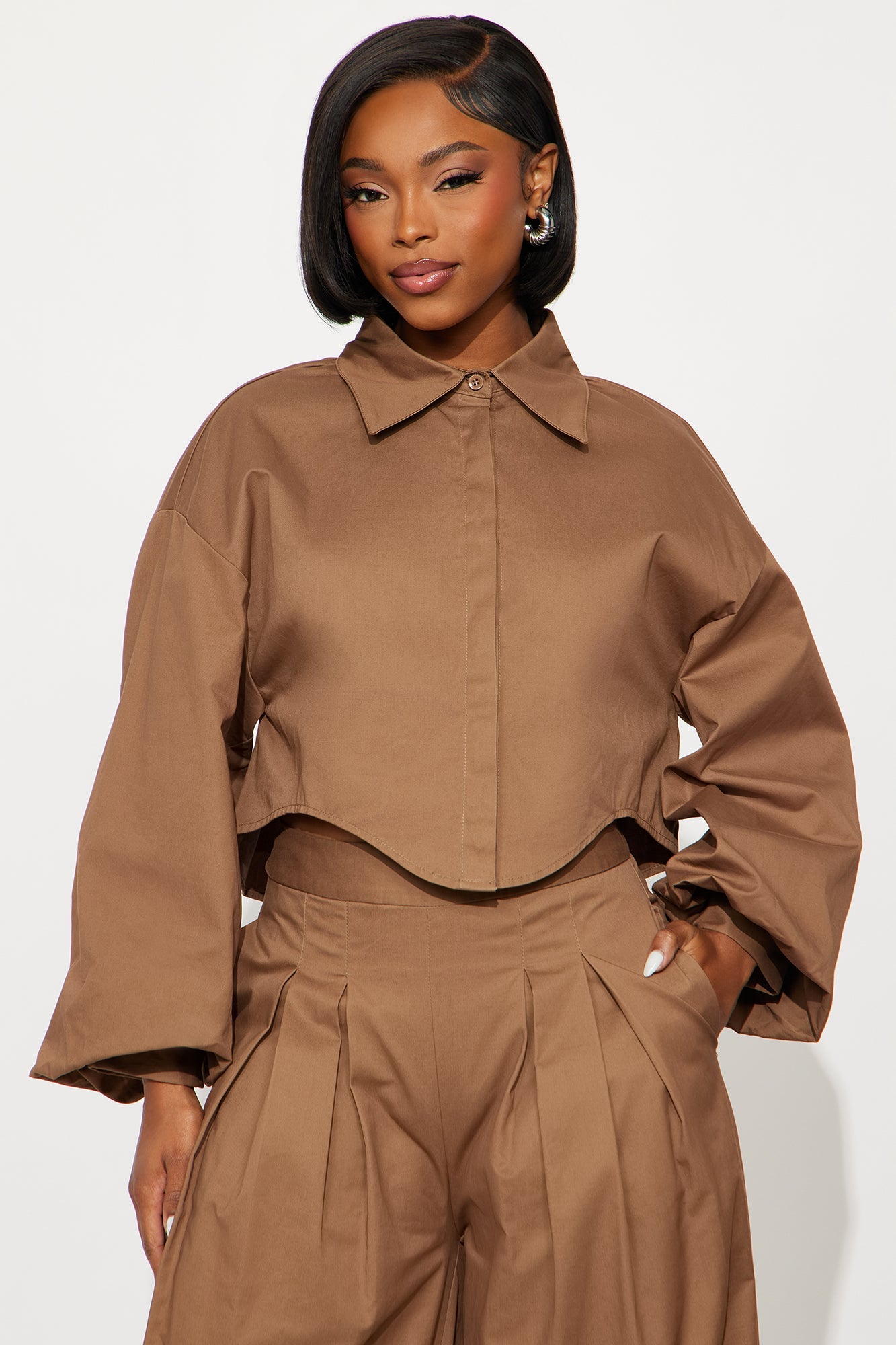 Statement Maker Balloon Pant Set - Chocolate