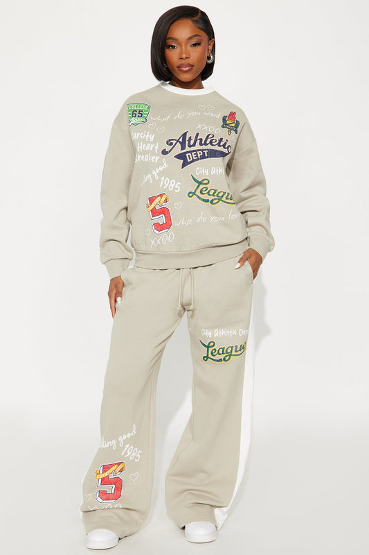 Athletic League Fleece Pant Set - Grey